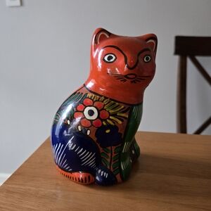 Handcrafted Mexican Talavera Cat